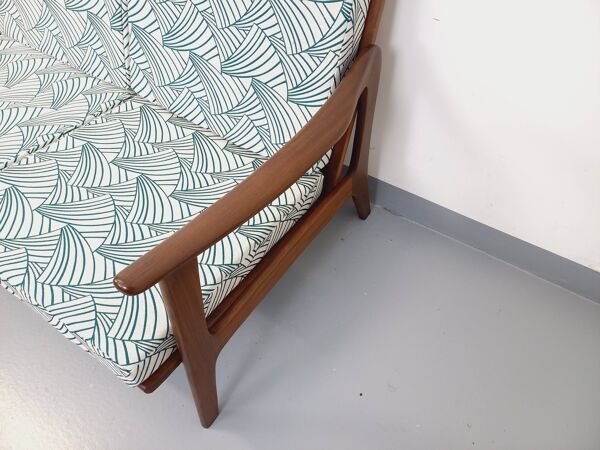 Banquette canapé 3 places scandinave Arne Wahl Iversen pour Komfort en teck