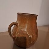 Vintage glazed stoneware jug - rustic two-handled craft