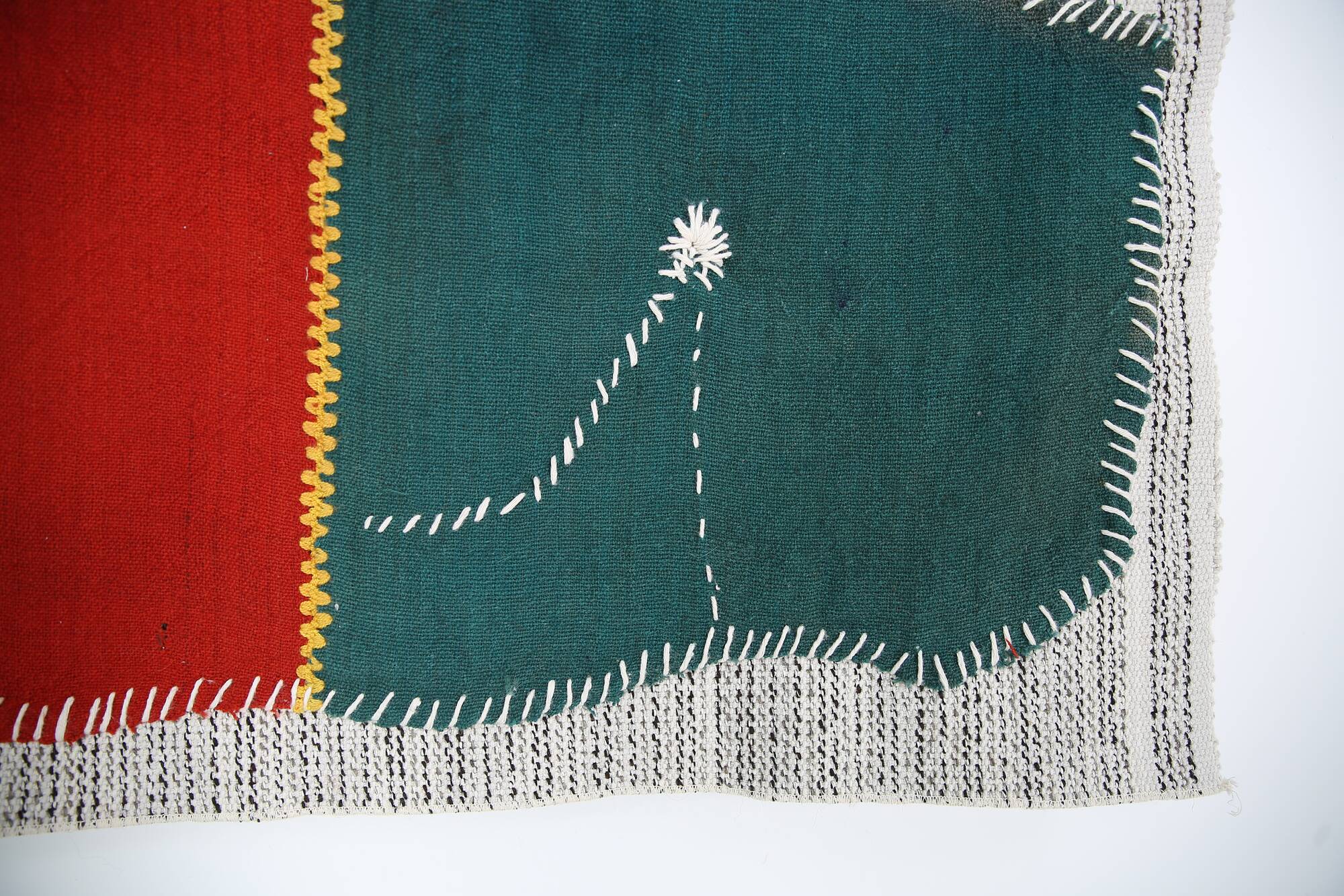 Emerald Green Handwoven Vintage Wall Hanging, Woven Wall Art, 105x123 Cm