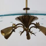 Lustre en laiton et verre du milieu du siècle Pietro Chiesa, années 1940