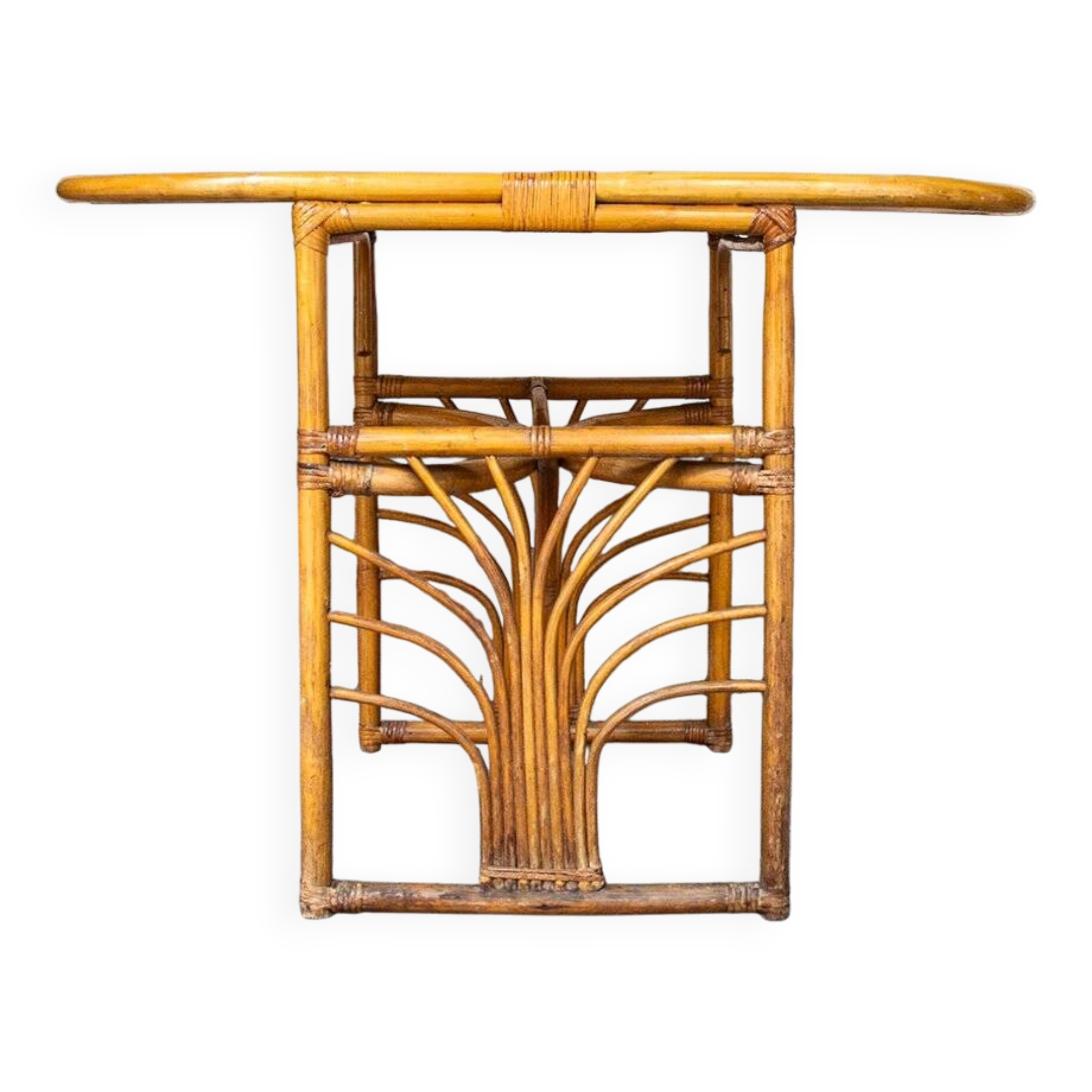 Art Deco bamboo wicker coffee table by Vivai del Sud, 1960s
