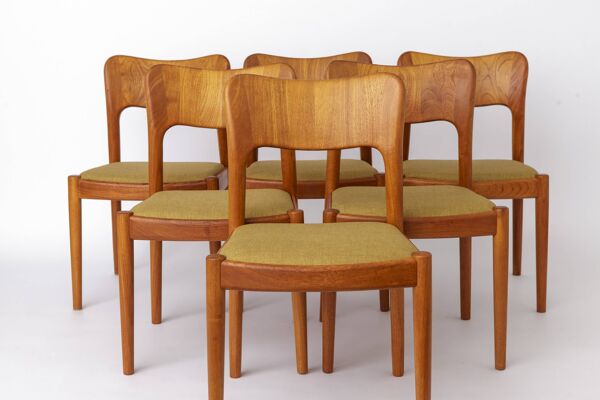 Ensemble de 6 chaises de salle à manger Niels Koefoed “Ole”, chaises en teck danois du milieu du siècle.