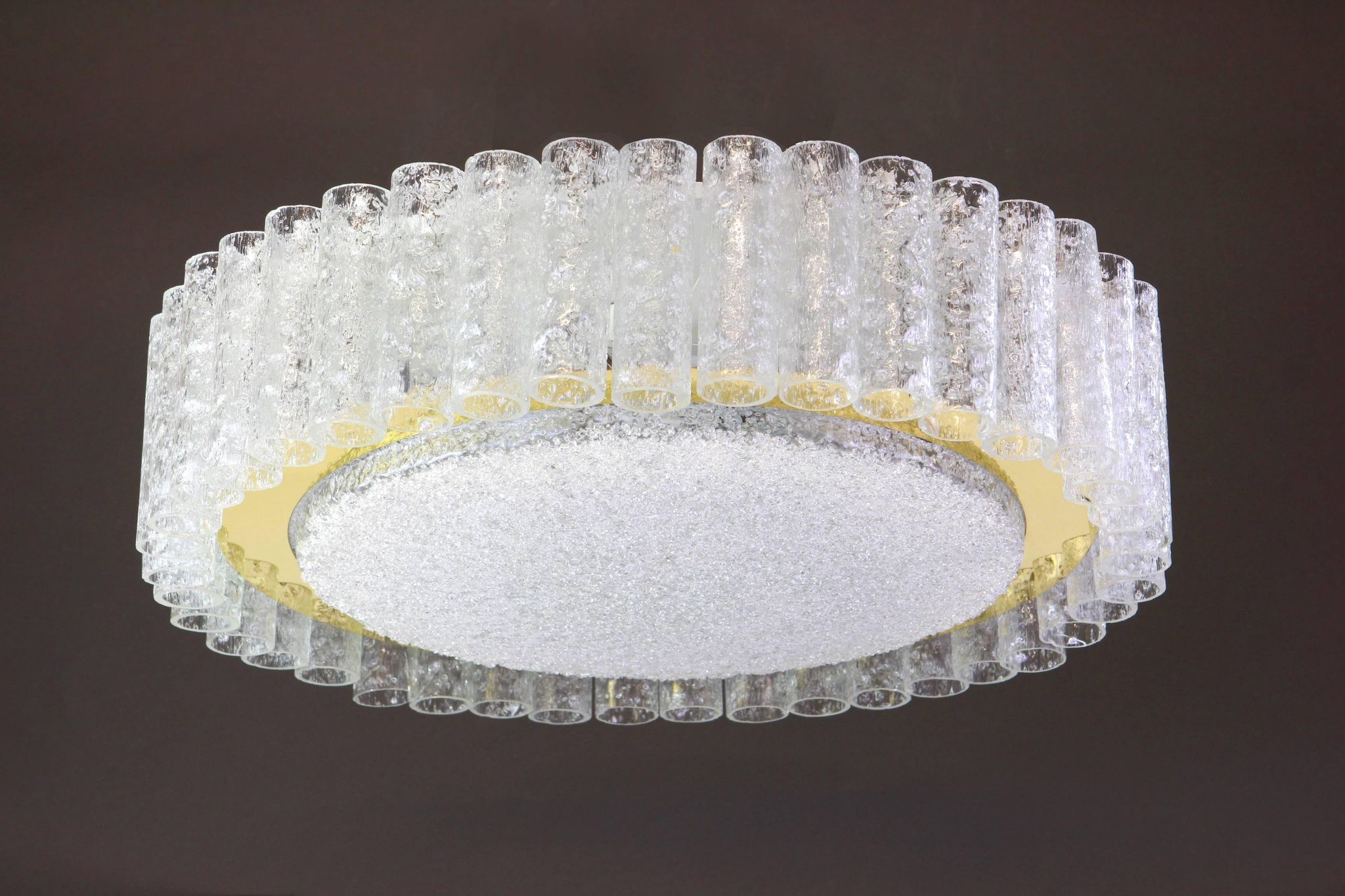 1 of 2 Stunning Murano Glass Tubes Ceiling Light by Doria, Germany, 1960s