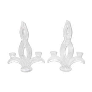 Paire de bougeoirs en - cristal
