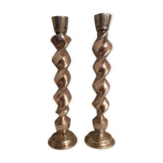 Pair of metal candlesticks