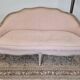 Louis XV style bench sofa in pink fabric and burlap