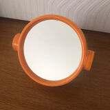 Orange plastic makeup mirror Vintage year 70