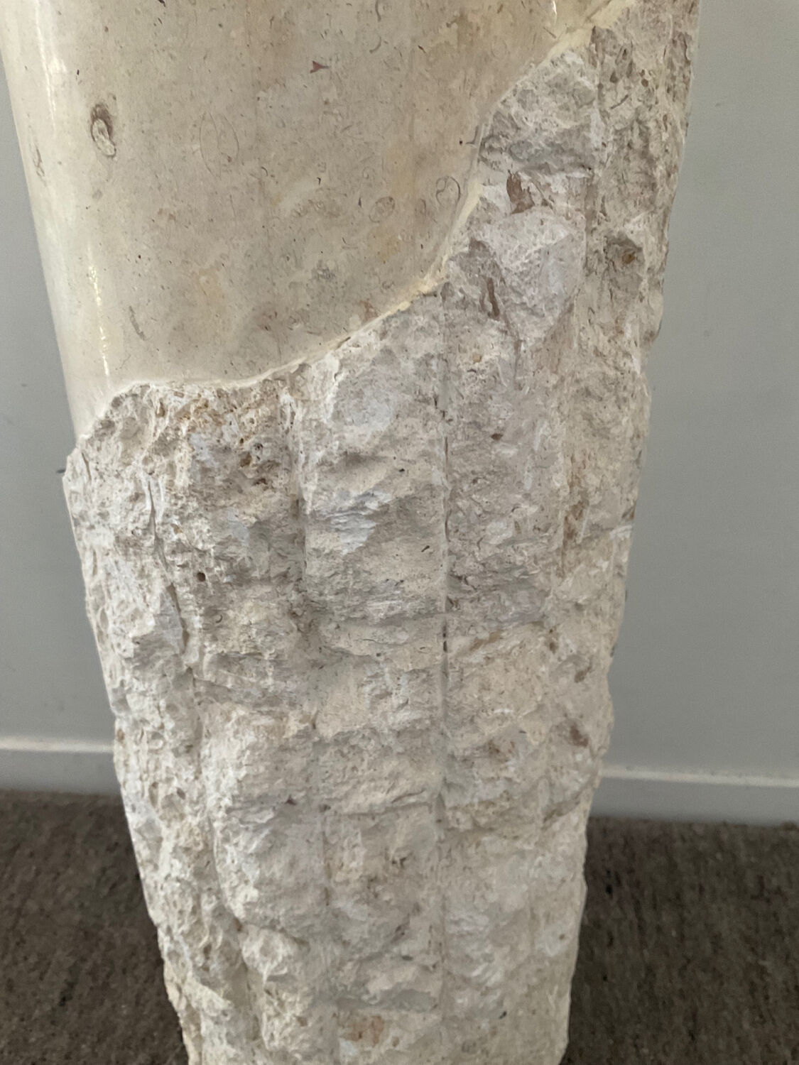 Vintage travertine column from the 70s-80s