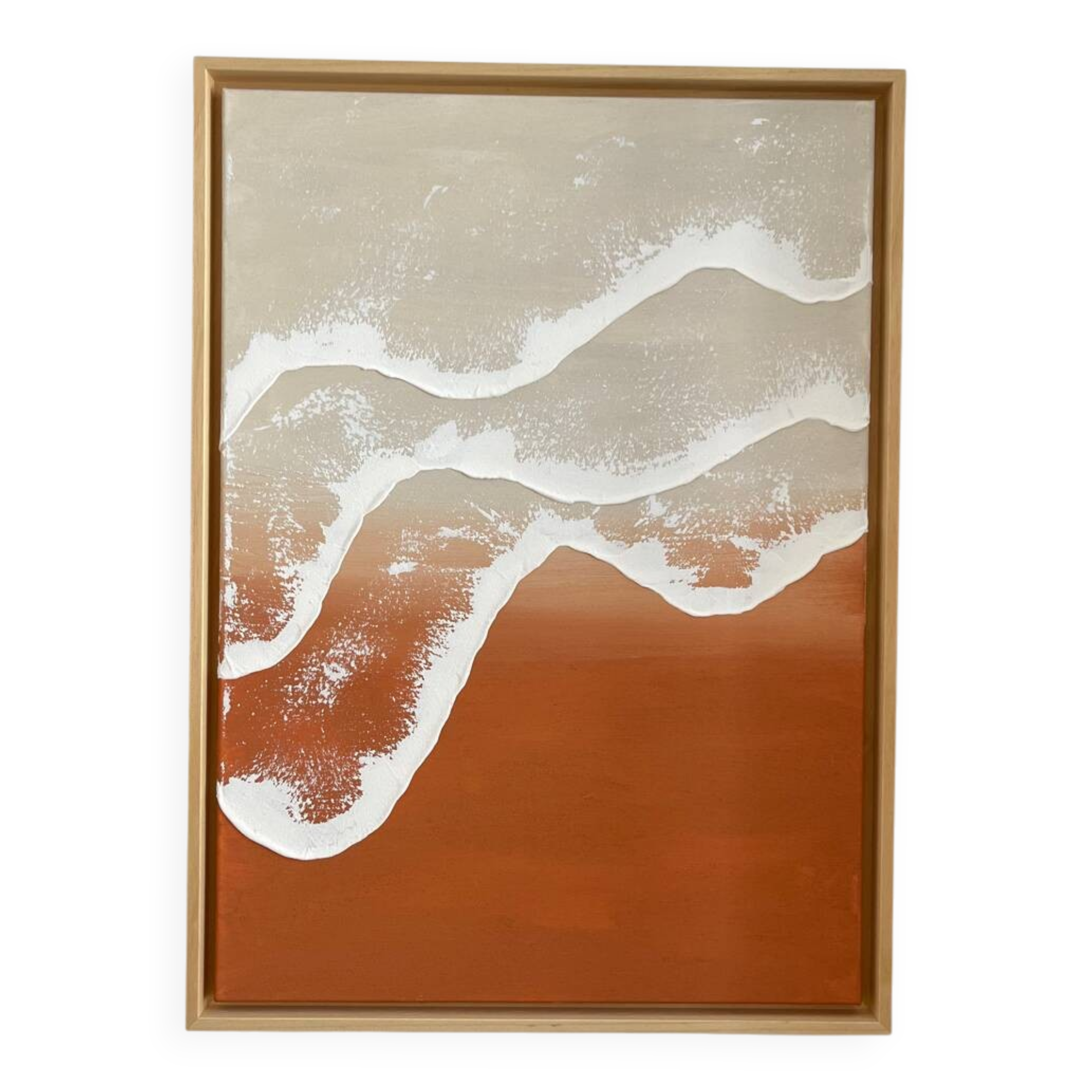 Terracotta and beige relief wave painting