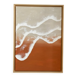 Terracotta and beige relief wave painting
