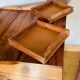 Desk, writing desk in solid rosewood and studded leather, 20th century.