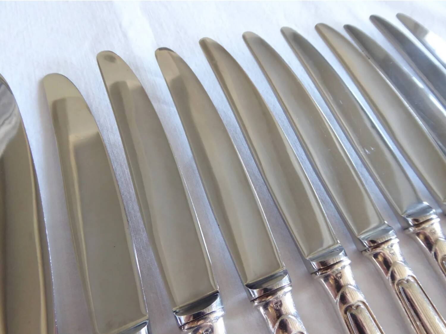 12 sfam dessert knives silver metal 21 cm