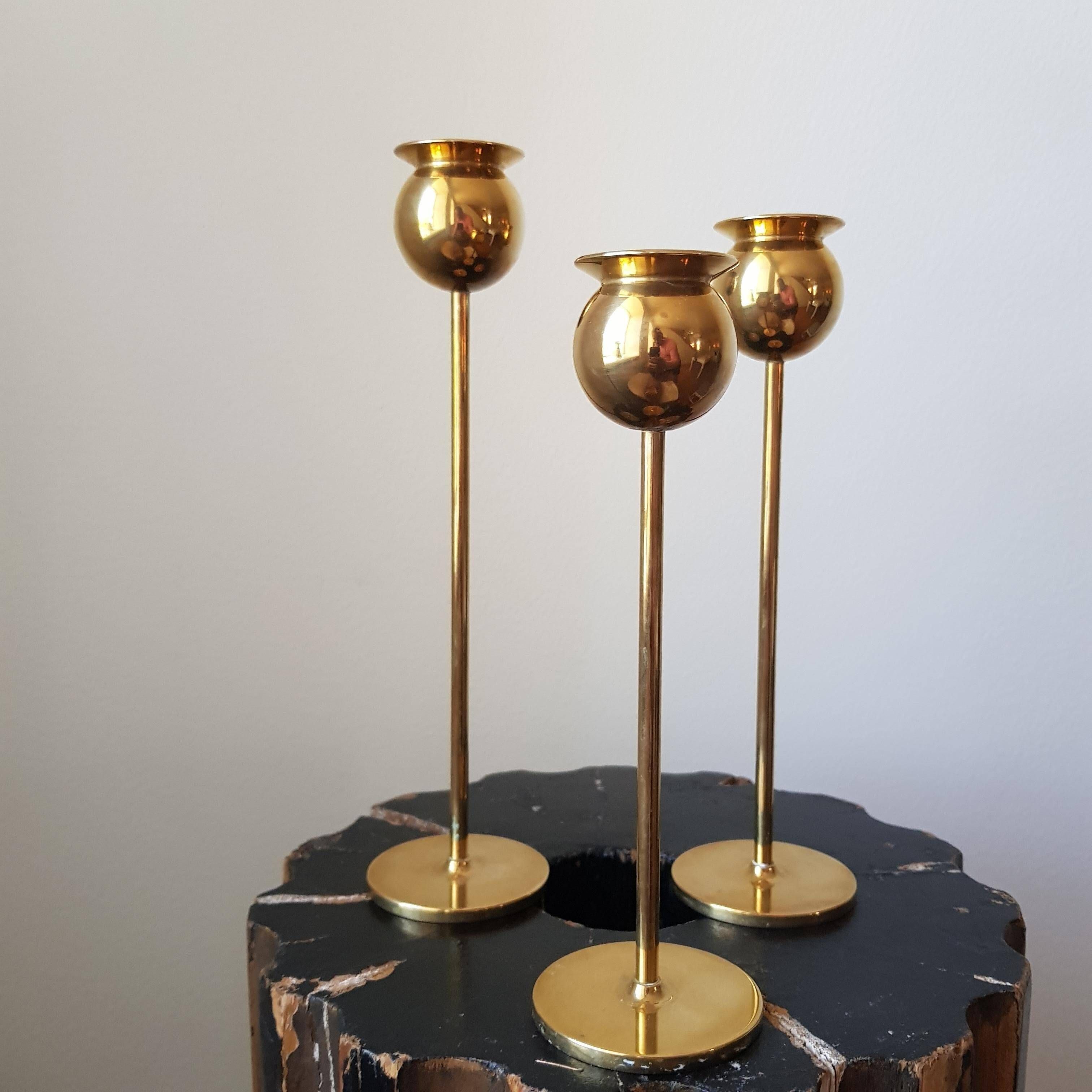 Pierre Forssell, Tulip chandeliers, brass, Skultuna, Scandinavian Modern