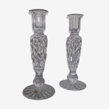 Paire de bougeoirs en cristal baccarat