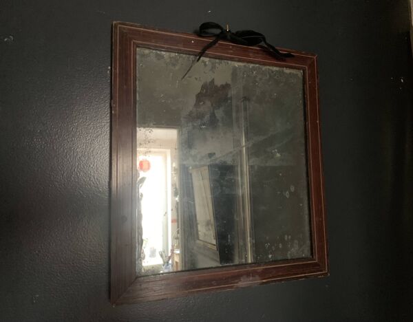 Miroir ancien au mercure en bois, fin 19e siècle
