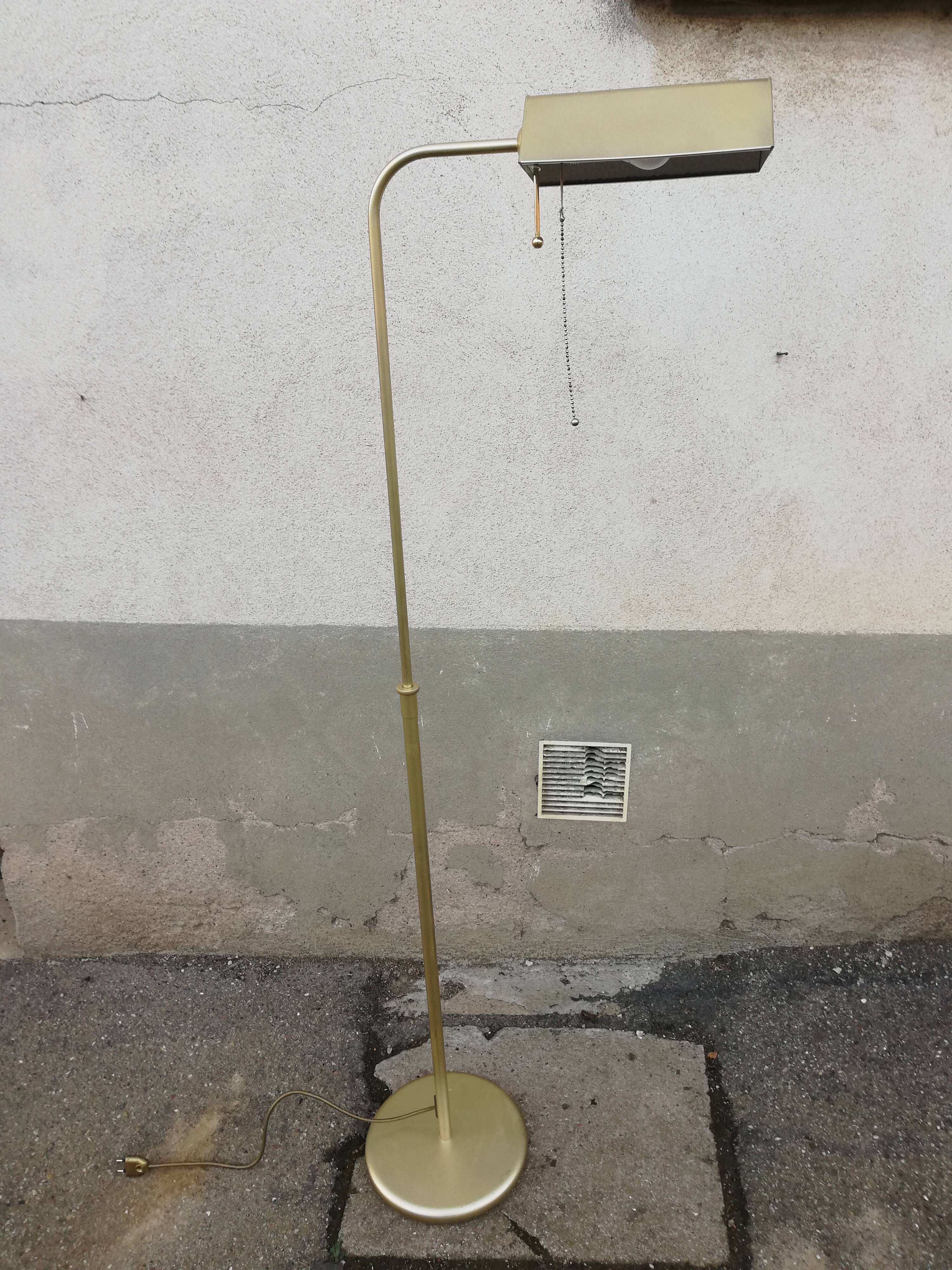 Vintage metal floor lamp painted gold