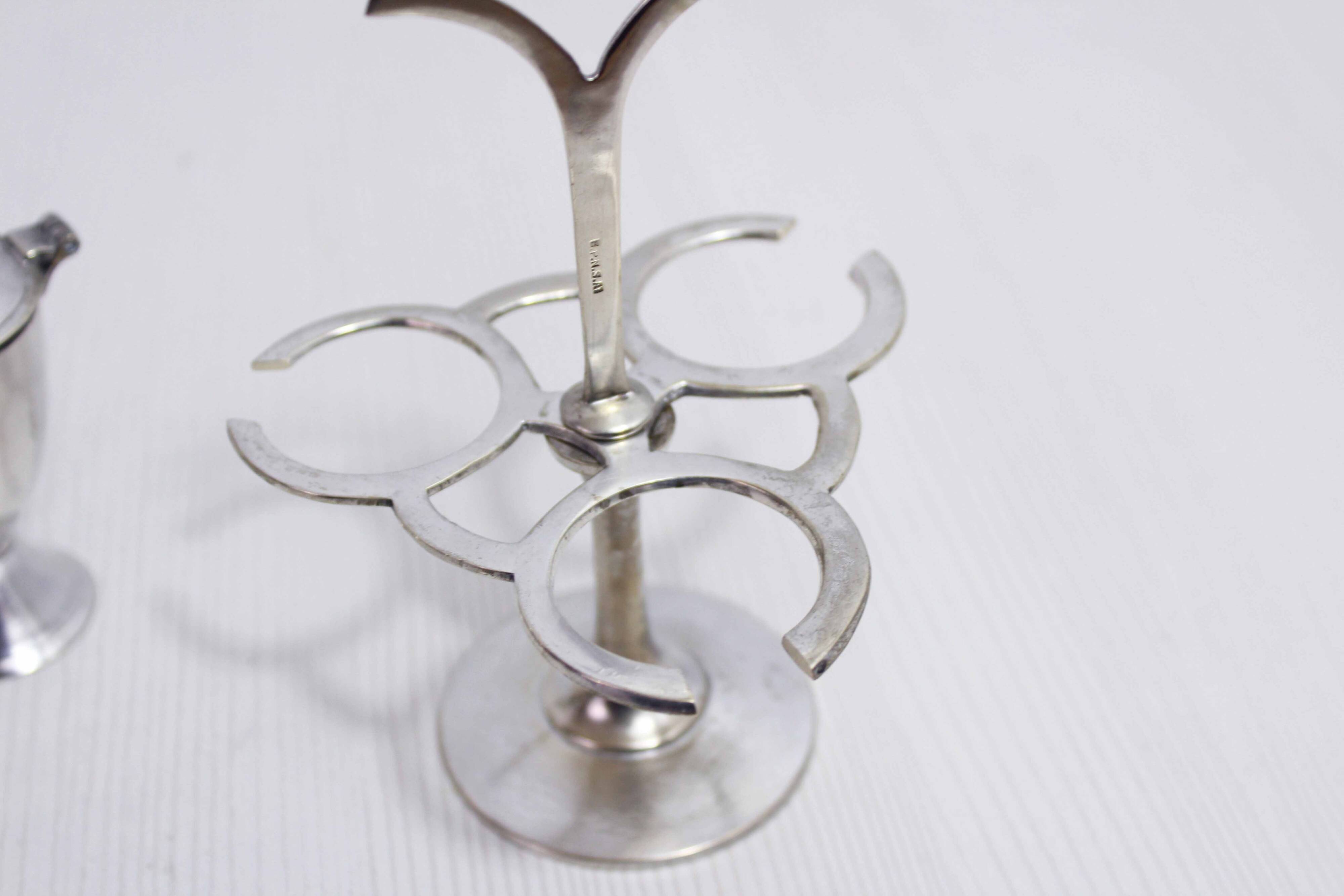 Salt and pepper set in silver metal 1930