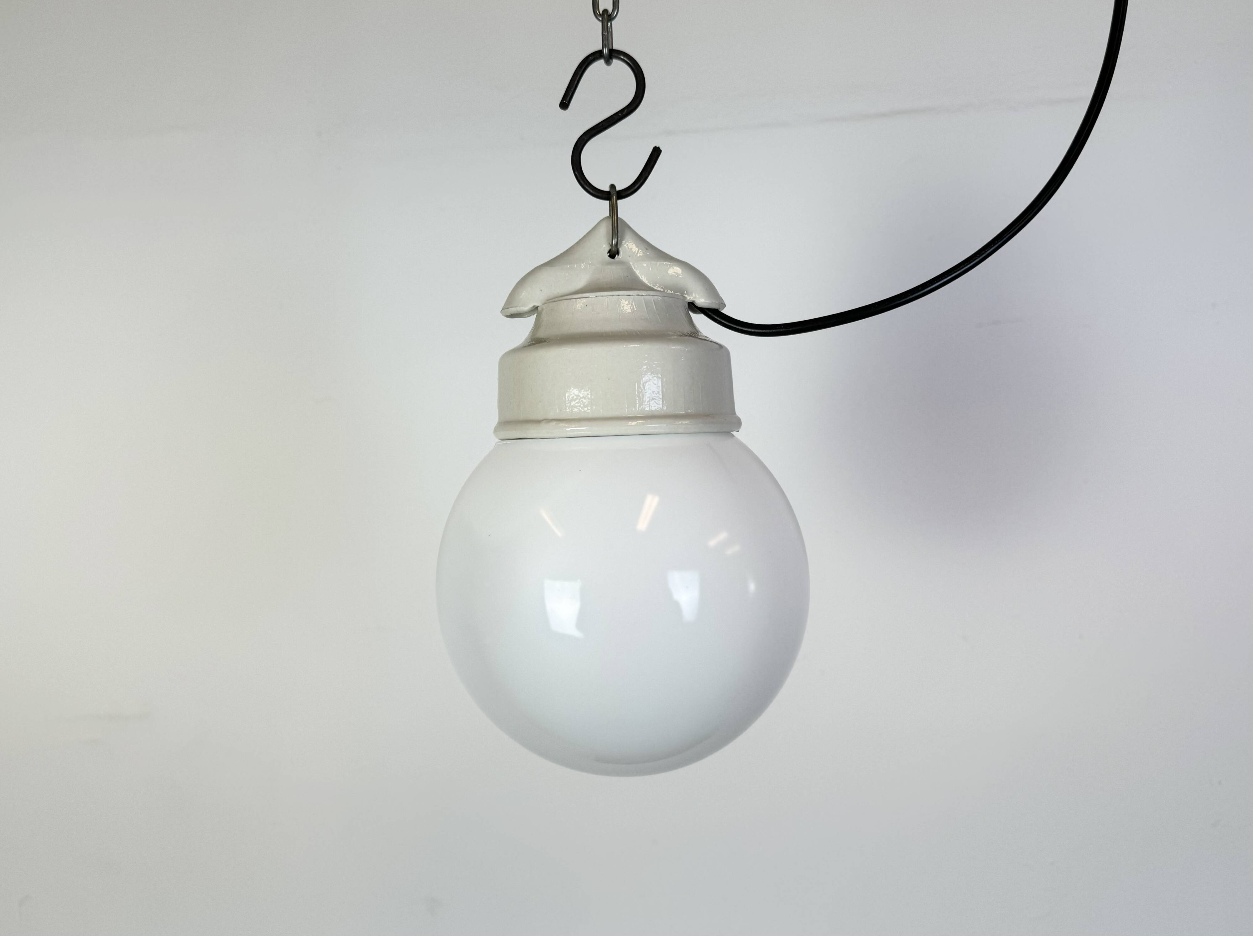Vintage White Porcelain Pendant Light, 1970s