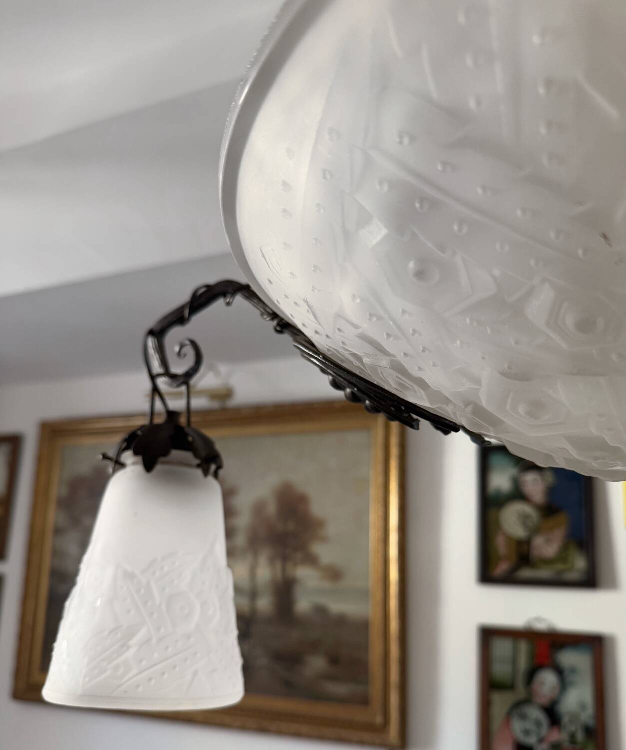 Muller Art Deco glass chandelier