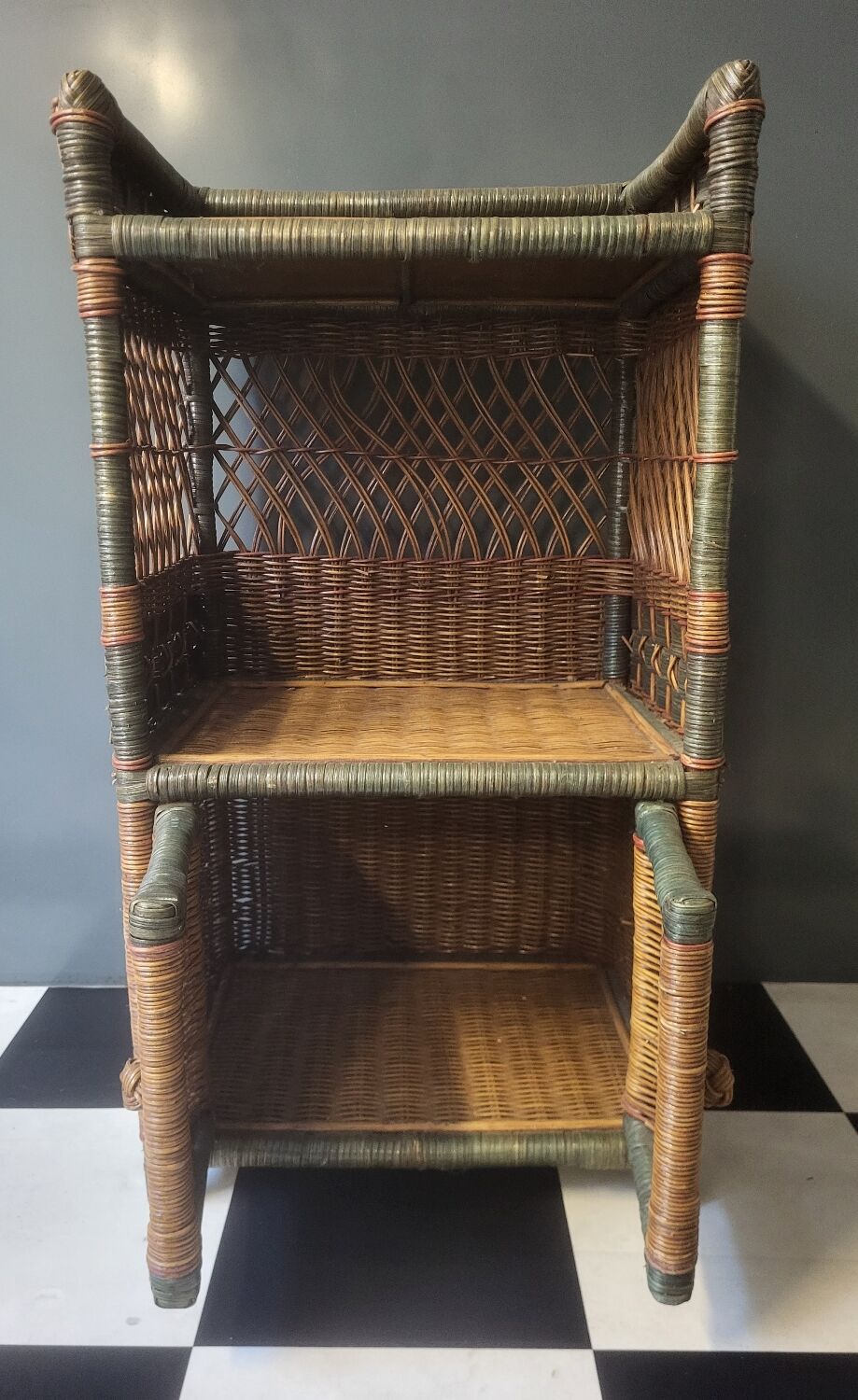 Vintage rattan wicker shelf