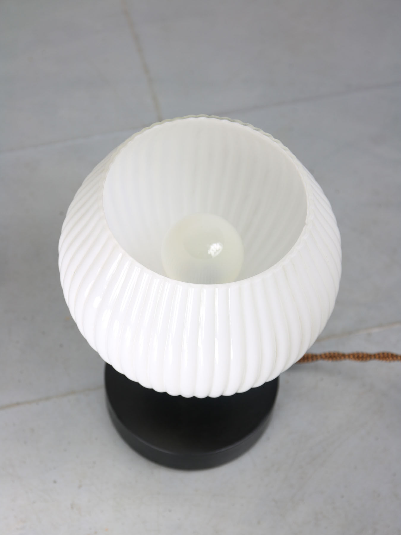 Mid-century brass & opaline table lamp