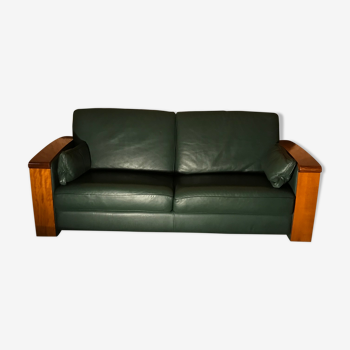 Leather sofa style art deco design Jacques Leleu