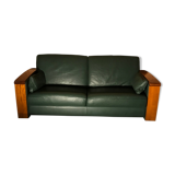 Leather sofa style art deco design Jacques Leleu
