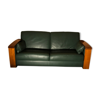 Leather sofa style art deco design Jacques Leleu