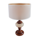 Table lamp foot turned wood and alabaster, round ecru lampshade, 50s
