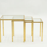 Tables gigognes fer forgé dorée de Robert Thibier années 60