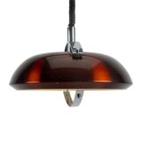 Red Metallic and Chrome 70s Pendant Lamp
