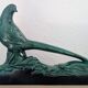 Grand Faisan en céramique émaillée vert émeraude Art Déco – 43 cm