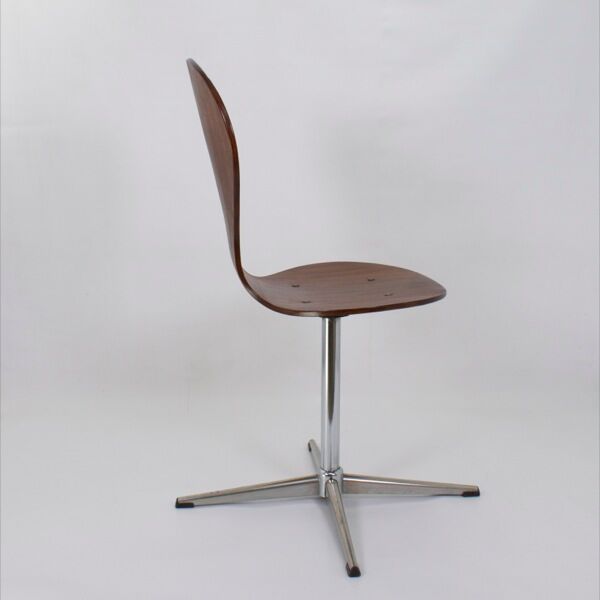 Vintage rotating chair in rosewood and chromed metal, 1950
