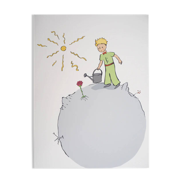 Antoine de Saint-Exupéry: The Little Prince waters his rose, lithograph.
