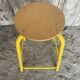 Vintage Industrial Stool Yellow Metal Tube + Wooden Seat