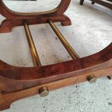 Art Deco extendable table in solid wood and brass.