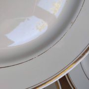 6 Vintage Moulin des Loups Gold-Edged Dinner Plates