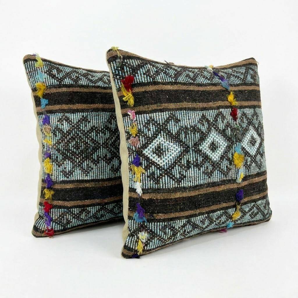 Set of 2 vintage kilim cushion covers 41x41 cm
