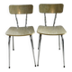 Pair of chairs in "wood" formica and gold edges, 1960s