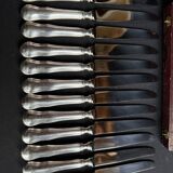 Box of 12 dessert knives – Silver-plated metal and stainless steel