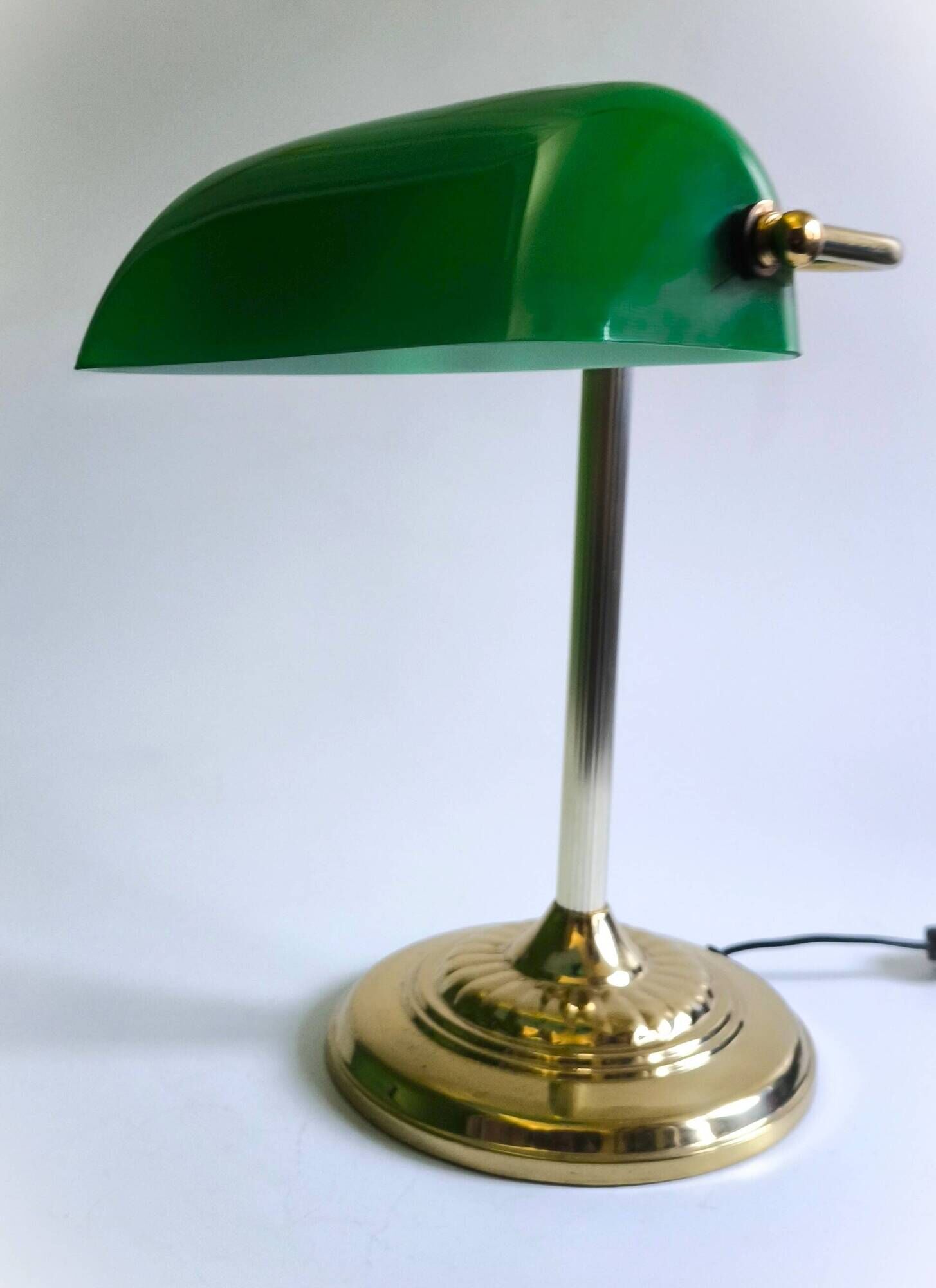French banker lamp made of green opaline glass.