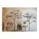 Charcoal painting signed “landscape of Provence” umbrella pines