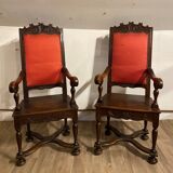 PAIR OF ARMCHAIRS WITH HIGH BACK STYLE LOUIS XIII