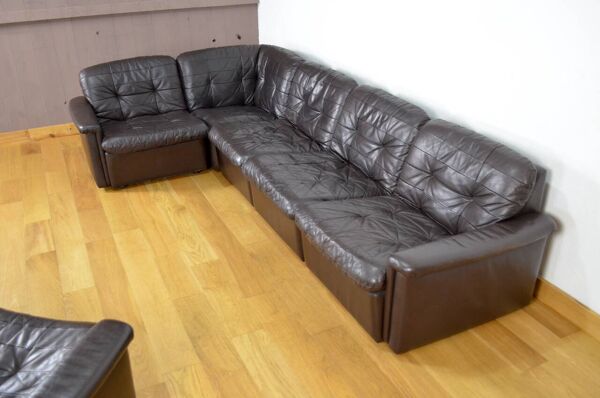 Salon modulable en cuir vintage 1970 / 1980