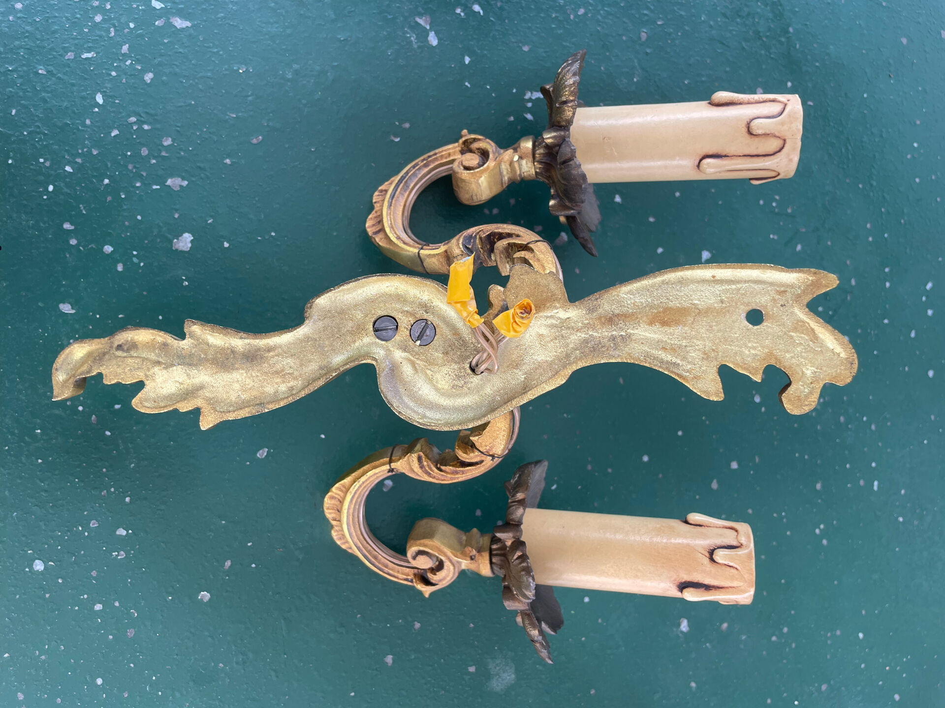 Pair of bronze Art Nouveau wall sconces.