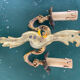 Pair of bronze Art Nouveau wall sconces.