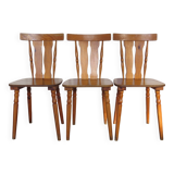 Set of 3 70s pine chalet style chairs