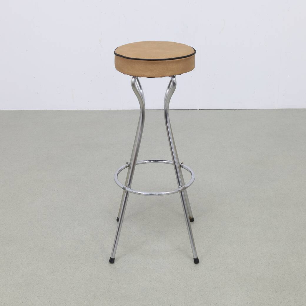 Lot de 4 tabourets de bar vintage en chrome, années 1960, rembourrage NEUF