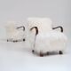 Pair of Art Deco Armchairs in Mongolian Sheepskin, 1950s