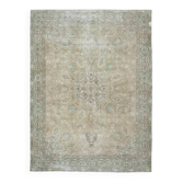 Tapis persan en laine noué à la main des années 1970, marron, surdimensionné, 288x385.